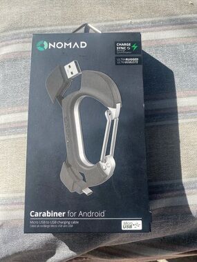 Nomad Carabiner Charging Cable - Black and Silver